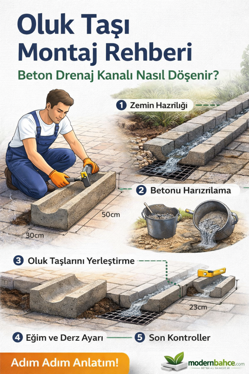 Oluk Taşı Montaj Rehberi: Beton Drenaj Kanalı Nasıl Döşenir?