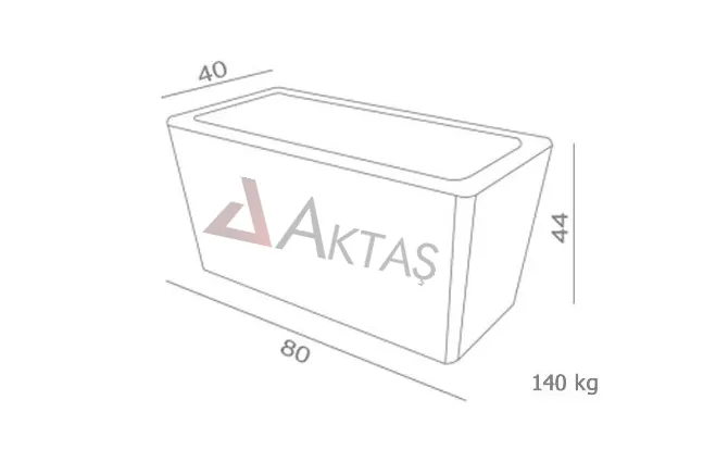 Aktaş Beyaz Mozaikli Dikdörtgen Saksı (80x40x44 cm)