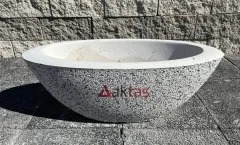 Aktaş Beyaz Mozaikli Küçük Kayık Saksı (80x30x30 cm)