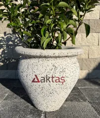 Aktaş Beyaz Mozaikli Vazo Saksı (50x50x50 cm)