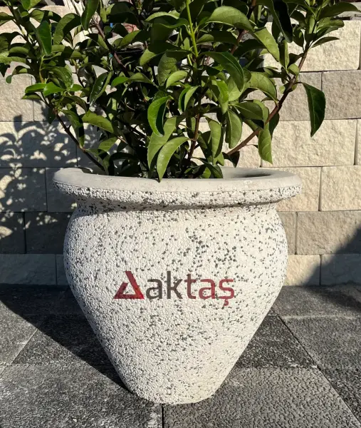 Aktaş Beyaz Mozaikli Vazo Saksı (50x50x50 cm)