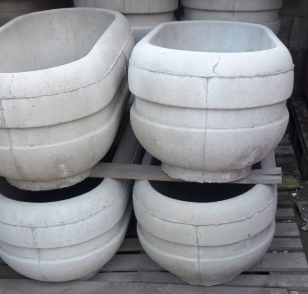 Ümraniye Beton Saksı | Oval Modern Tasarım | Dış Mekan Peyzaj Saksısı