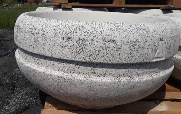 Bağcılar Beton Saksı | Yuvarlak Modern Tasarım | Dekoratif Bahçe Saksısı