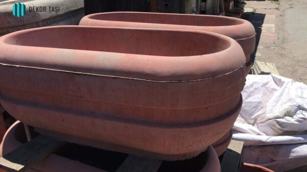 Küçükçekmece Beton Saksı | Oval Peyzaj Saksısı | Dış Mekan Dekorasyonu