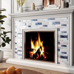 FunStick 3D Mermer Efektli Yapışkanlı Mutfak Fayansı – Beyaz Mavi Duvar Paneli (5 Adet)