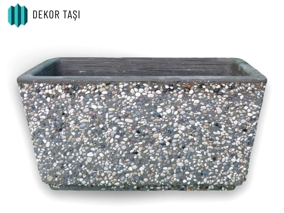 Diyarbakır Beton Saksı | Mozaik Agrega Kaplama | Dikdörtgen Peyzaj Saksısı