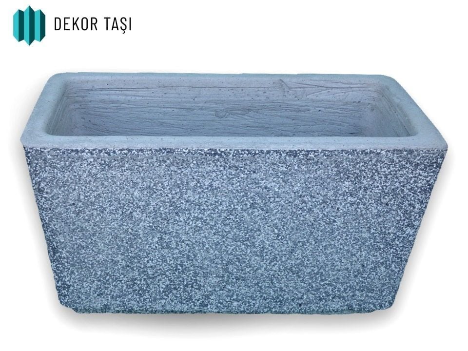 Hatay Beton Saksı | Mozaik Agrega Kaplama | Dikdörtgen Peyzaj Saksısı