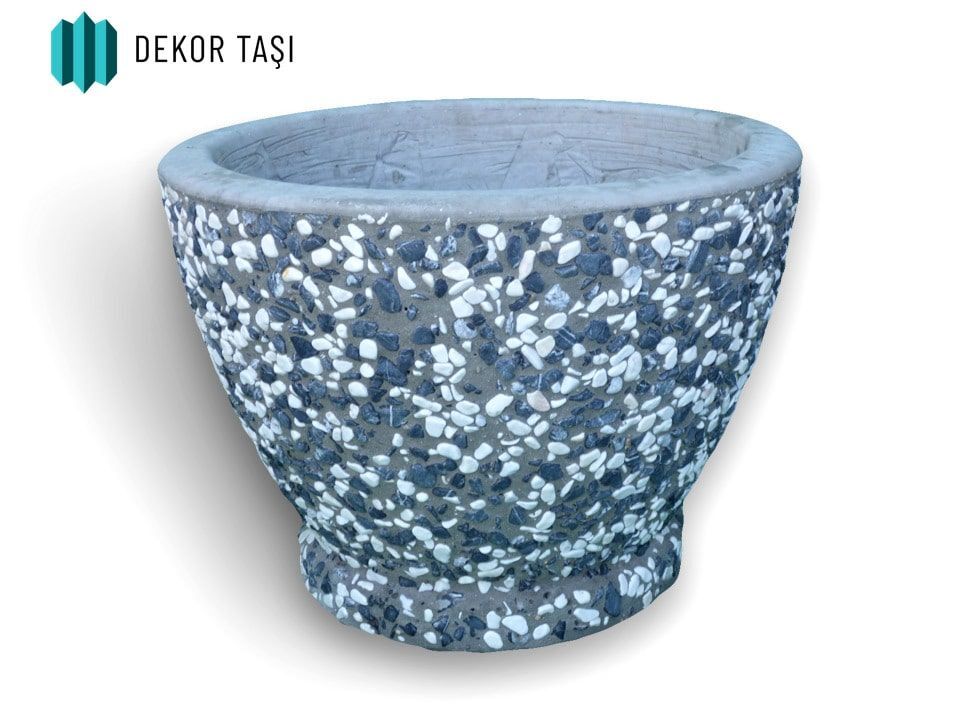 Balıkesir Beton Saksı | Mozaik Agrega Kaplamalı | Peyzaj Saksısı