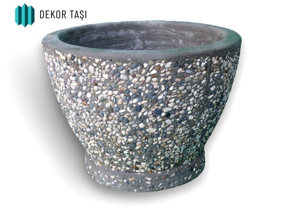 Tekirdağ Beton Saksı | Mozaik Agrega Kaplamalı | Peyzaj Saksısı
