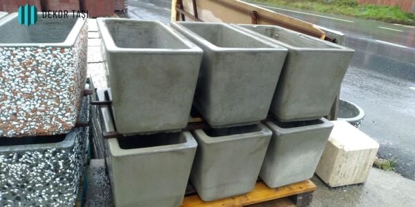 Mardin Modeli Beton Saksı - Modern Dikdörtgen Tasarım