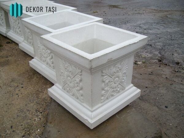 Adıyaman Modeli Beton Saksı - Motifli Kare Tasarım