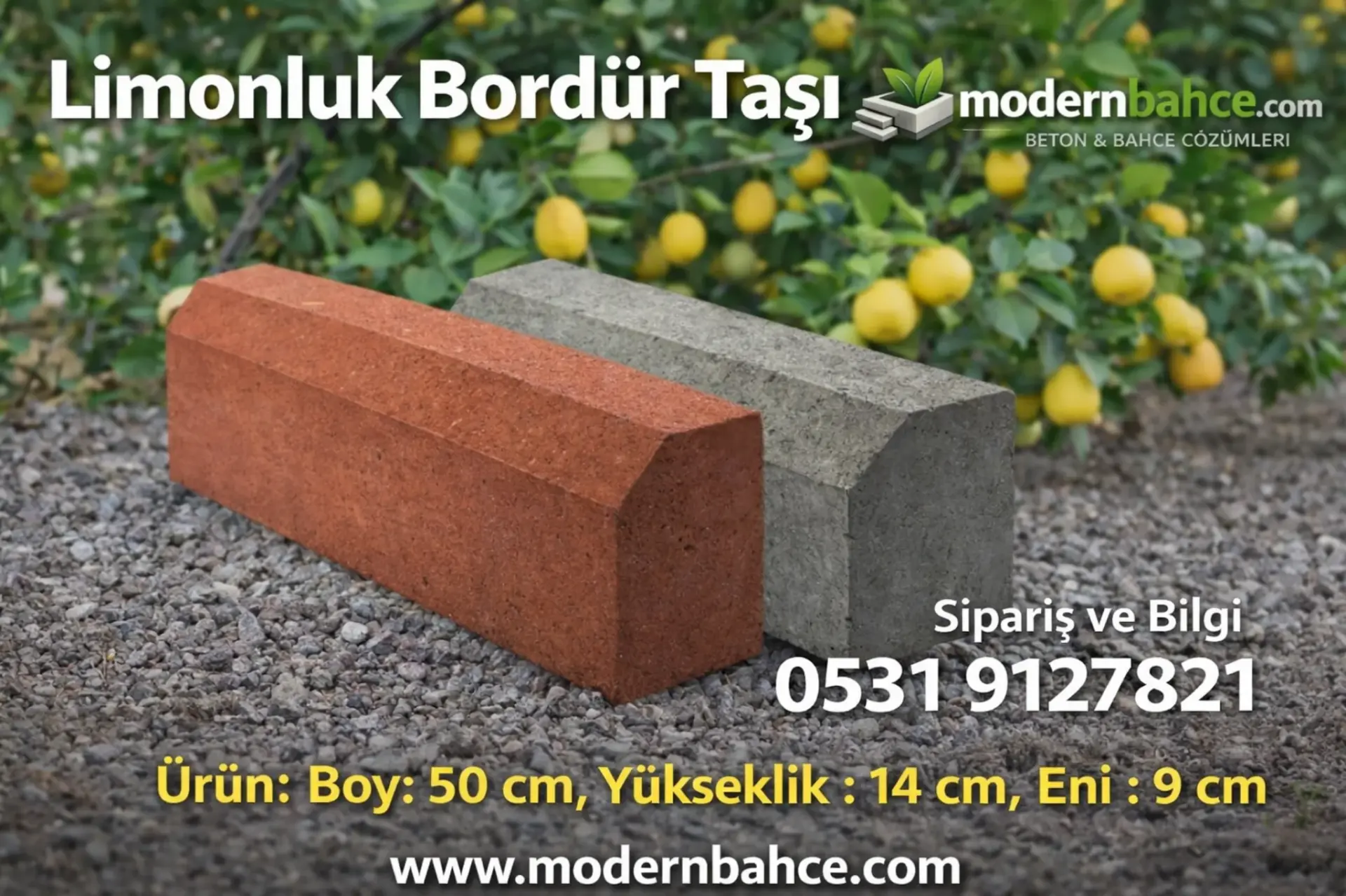 Limonluk Bordür Taşı Adet Fiyatı | 50×14×9 cm Beton Bordür