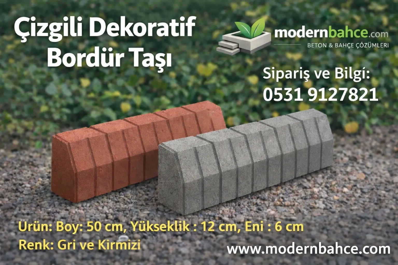 Çizgili Dekoratif Bordür Taşı Fiyatları | 50×12×6 cm