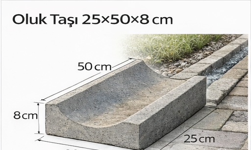 Oluk Taşı 25x50x8 cm