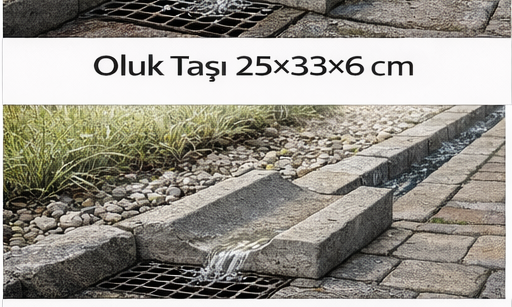 Oluk Taşı 25x33x6 cm