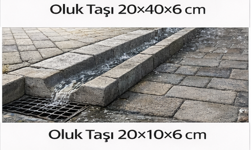 Oluk Taşı 20x40x6 cm