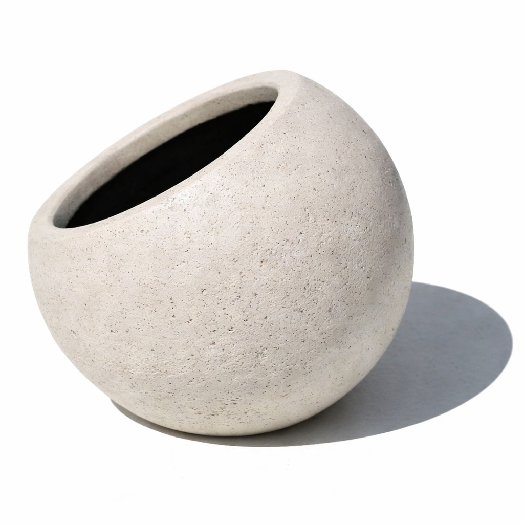 Dekoratif Yuvarlak Yatık Beton Saksı – 80x80 cm