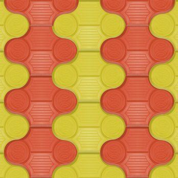 BAROK 2 Parke Taşı Dikey Desen 4.5 cm (Kırmızı-Sarı Kombinasyon)