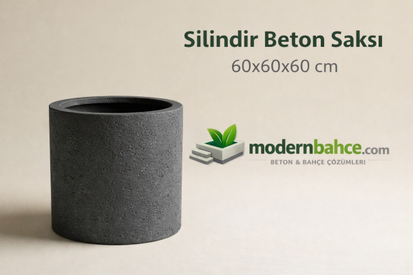 Silindir Beton Saksı 60x60x60 cm