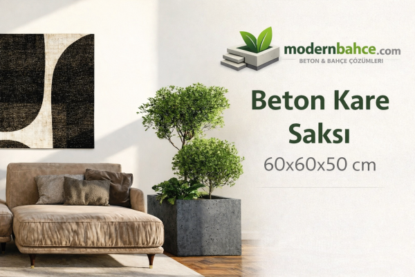 Beton Kare Saksı 60x60x50 cm