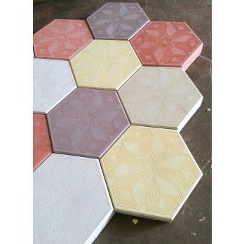 Büyük Altıgen Desenli Dekoratif Beton Parke Taşı (Çok Renkli)