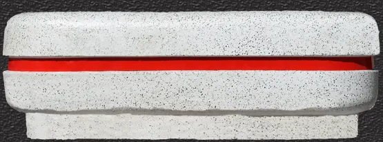 Mozaikli Beton Saksı - Kırmızı Kuşaklı Modern Tasarım (55x150x50 cm)