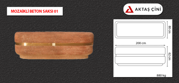 Mozaikli Beton Saksı Maxi - 200 cm (Modern Bahçe Çözümü)