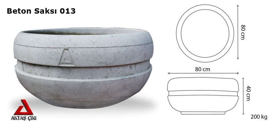 Beton Saksı 013 - Modern ve Şık Tasarım (80x80x40 cm, 200 kg)