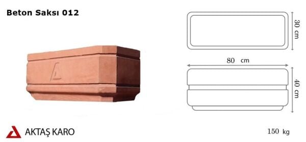Zarif Beton Saksı - 30x80x40 cm, 150 kg