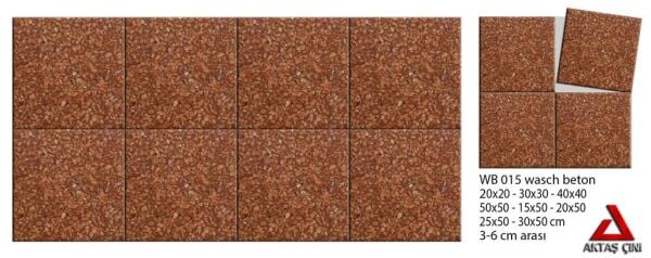 40x40 Wash Beton Kırmızı Mozaik Zemin Kaplama Karoları