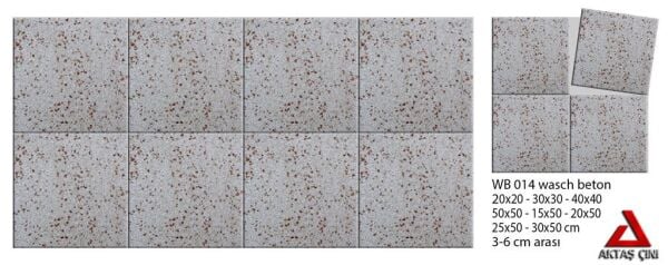 40x40 Wash Beton Bol Beyaz Az Kırmızı Zemin Kaplama Karoları