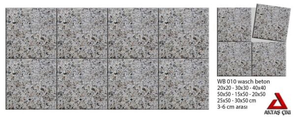 40x40 Wash Beton Terrazo Dış Mekan Zemin Karosu