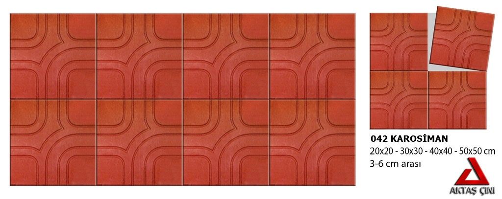 40x40 Kırmızı Yonca Tretuvar Karo