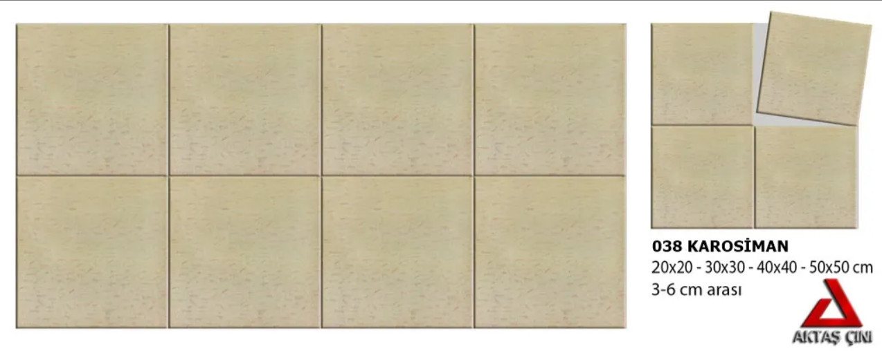 Gri 40x40x4 CM Faserit Bahçe Karo Taşı