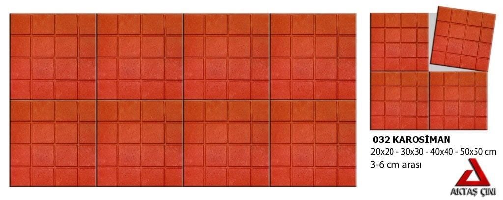16LI Dama Karo Yer Taşı (30x30cm Kırmızı)