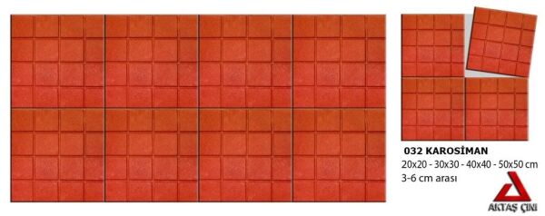 16LI Dama Karo Yer Taşı (30x30cm Kırmızı)