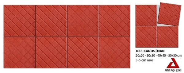 Kırmızı Baklava Desenli Karo Taş (30x30 cm)