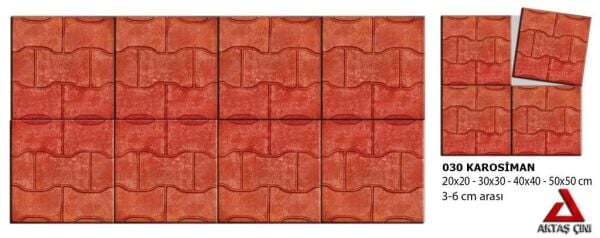 40x40 Kırmızı Kilit Tretuvar Karosu