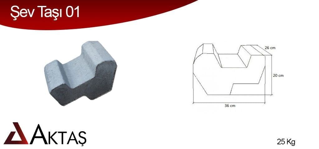 Aktaş 20x26x36 cm Gri Şev Taşı (25 kg)