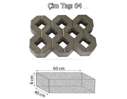 Çim Taşı 60x40x8 Sulu Döküm