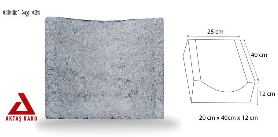 Oluk Taşı 25x40x12 Gri