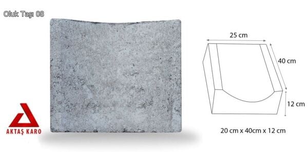 Oluk Taşı 25x40x12 Gri