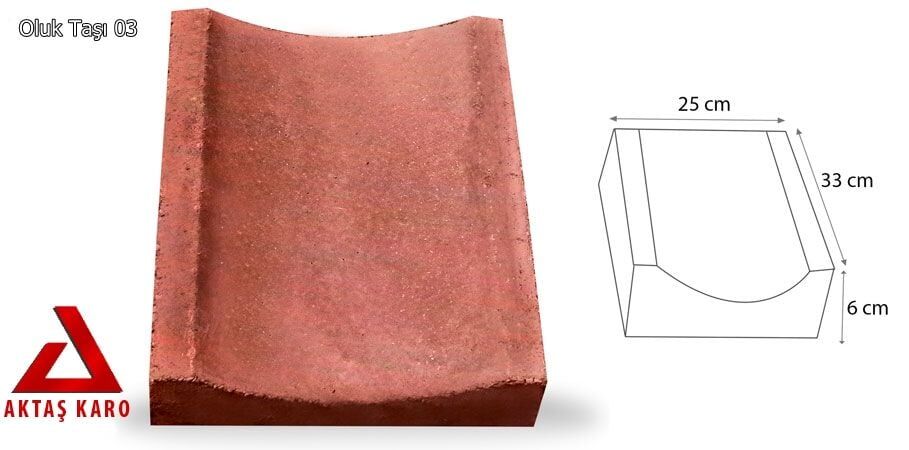 Aktaş Karo Kırmızı Oluk Taşı (25x33x6 cm)