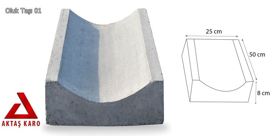 Aktaş Karo Oluk Taşı 25x50x8 cm