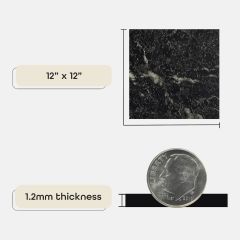 Achim STSQP70220 Sterling Kare Parke Kendinden Yapışkanlı Yer Karosu, 30,48 cm x 30,48 cm Beyaz Damarlı Mermer ile Siyah - 20 Tiles