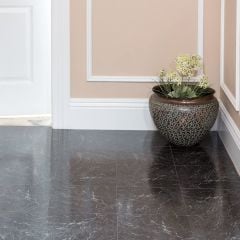 Achim STSQP70220 Sterling Kare Parke Kendinden Yapışkanlı Yer Karosu, 30,48 cm x 30,48 cm Beyaz Damarlı Mermer ile Siyah - 20 Tiles