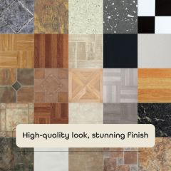Achim STSQP70220 Sterling Kare Parke Kendinden Yapışkanlı Yer Karosu, 30,48 cm x 30,48 cm Beyaz Damarlı Mermer ile Siyah - 20 Tiles