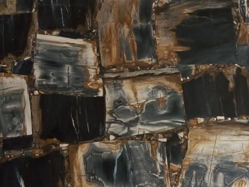 Taşlaşmış Siyah Retro Değerli Taş Döşeme