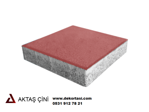 Aktaş Çini 40x40 cm Kırmızı Renkli Beton Parke Plak Taşı