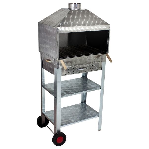 MTH-51 Davlumbazlı Bacalı Çekmeceli Lama Izgaralı Mangal (2 Tekerlekli)